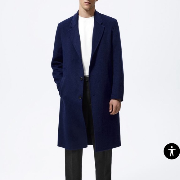 NWT - Zara Men’s Double- Faced Wool Blended Long Coat - Size L - Picture 2 of 11